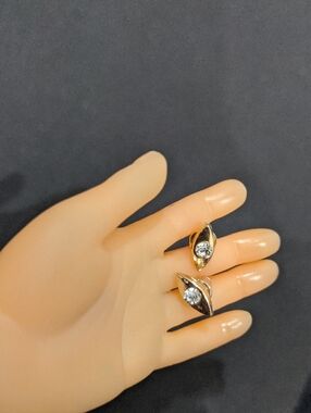 Gold-Tone Leaf Crystal Stud Earrings - Women's Jewelry